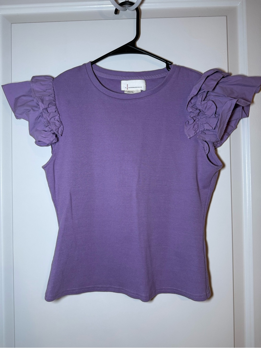 Anthropologie Lavender Ruffle Sleeve Tank